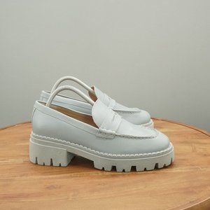 Free People Womens Lyra Loafers Platform Lug Sole Blue Leather Size 39.5 / 9.5